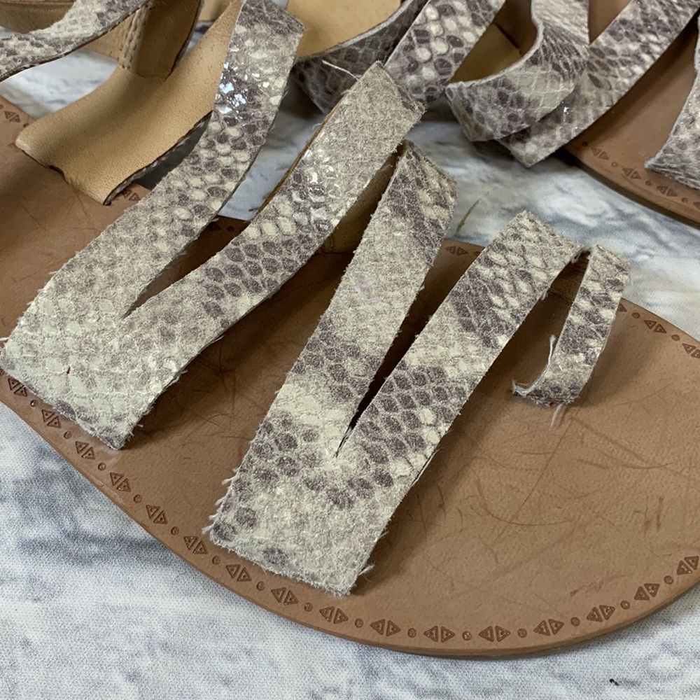 Lucky Brand LEATHER Strappy Snakeprint sandals 7.5 Open toe New - Picture 10 of 12